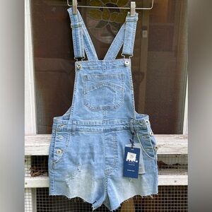 Love Tree Denim Blue Women's Overall Shorts NWT
